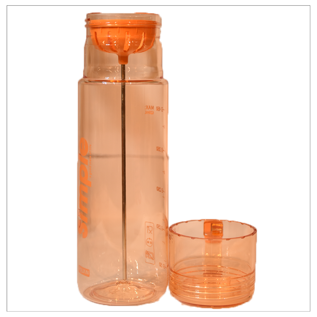 Orange Transparent Cup Style Cap Water Bottle